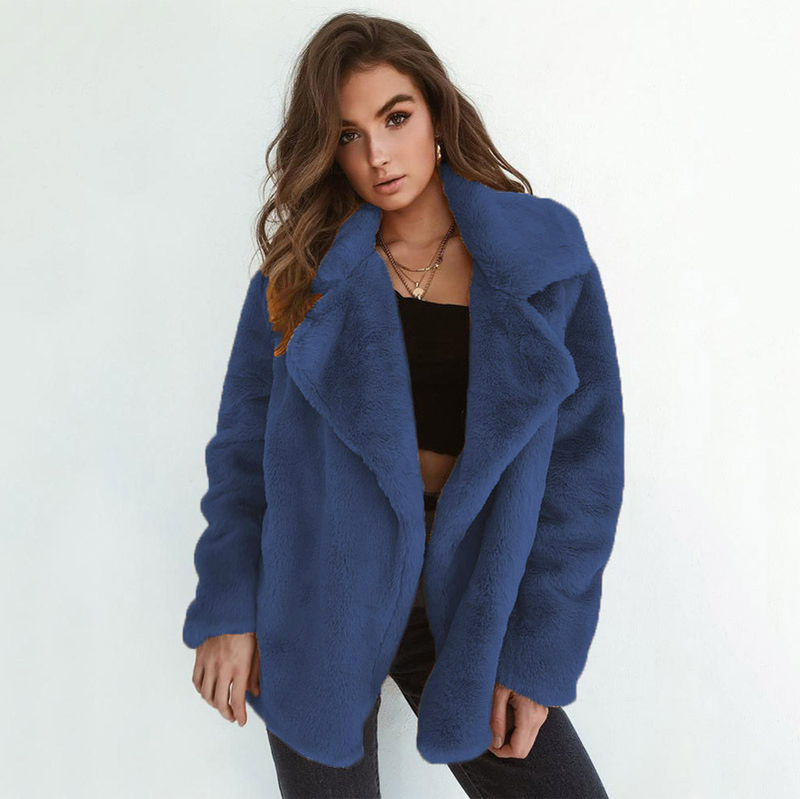 Women's Clothing Autumn and Winter Jacket Sexy Plush Lapel Slim Jacket_voghion.com
