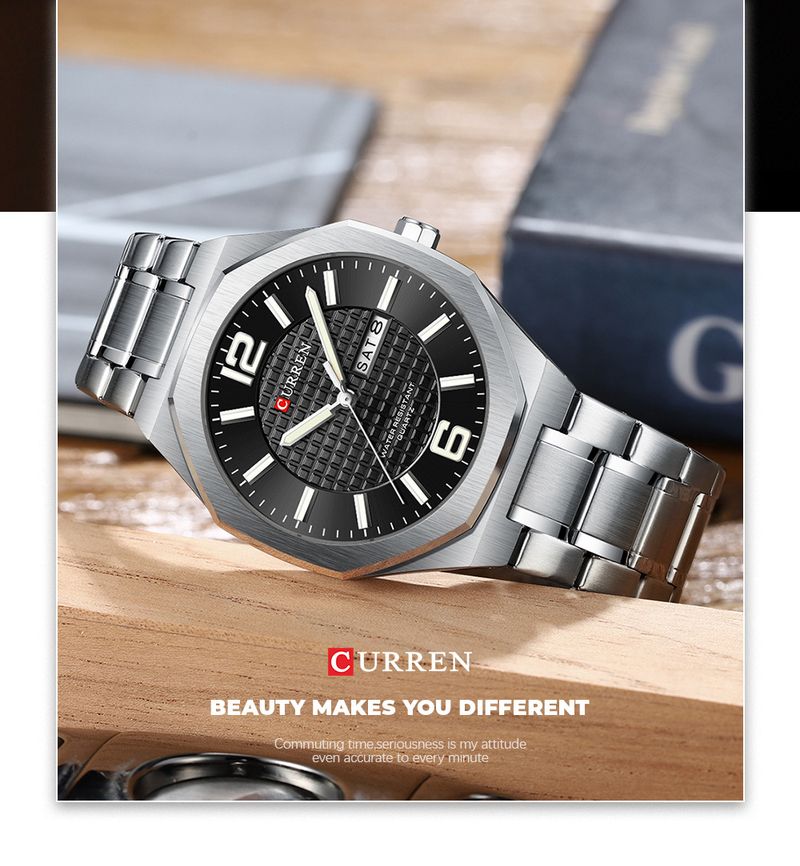 Men's Classic Round Analog Watch With Dual Calendar, Waterproof 30M, Stainless Steel Case & Band, Mineral Crystal, Quartz Movement_voghion.com