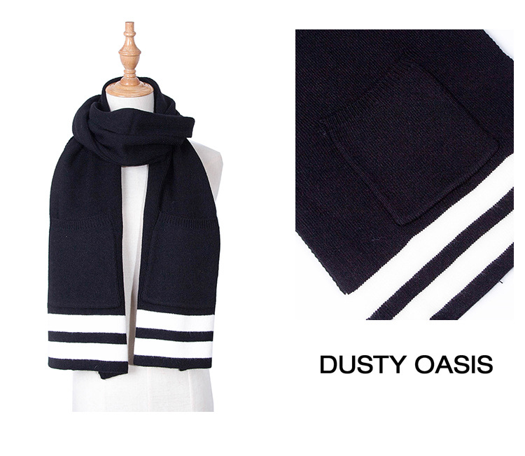 Women's Scarves new high-quality knitted wool scarf core-spun yarn solid color pocket scarf for men and women_voghion.com