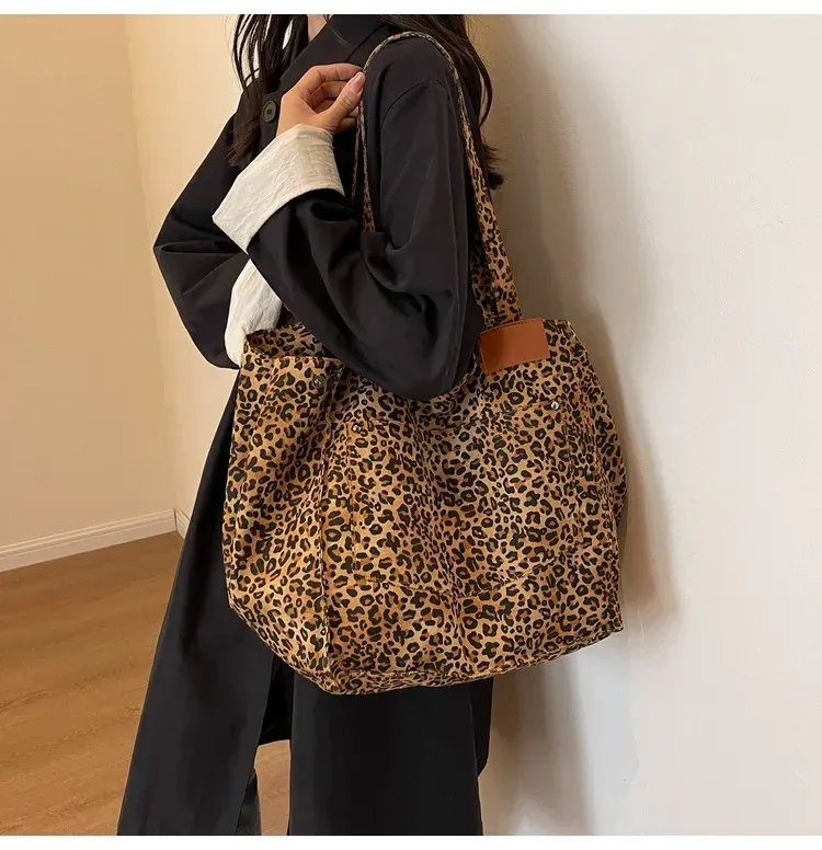 Leopard Design 2023 Shopper di moda coreana Grandi borse per la spesa per donna Borsa a tracolla per ragazza di grande capacità_voghion.com