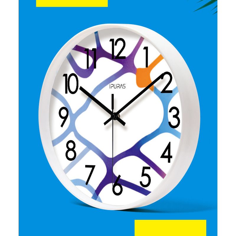 Yipula 7010 Simple Abstract Home Color Line Living Room Wall Hanging Quartz Clock_voghion.com
