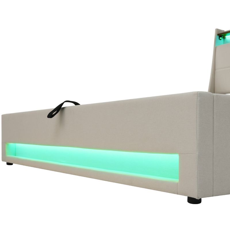 Lit simple 90 x 200 cm avec sommier à lattes en métal, rembourré en lin, pour enfants ou adolescents (matelas inclus)._voghion.com