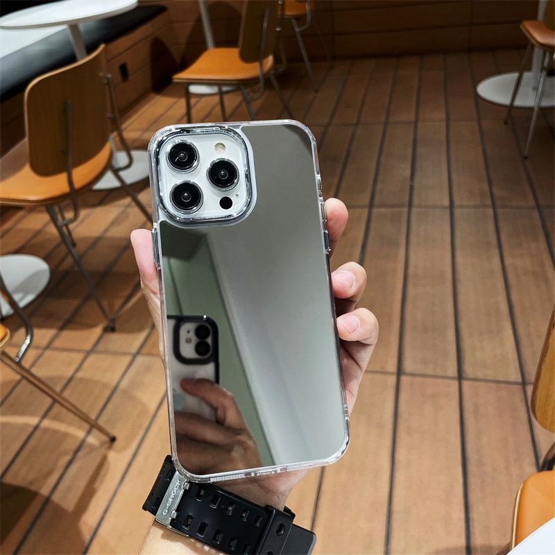 Plating Sier Kosmetikspiegel Weiche Silikonhülle für iPhone 16 15 Pro Max 13 12 11 XR 7 8 14 Plus XS Stoßfeste Abdeckung_voghion.com