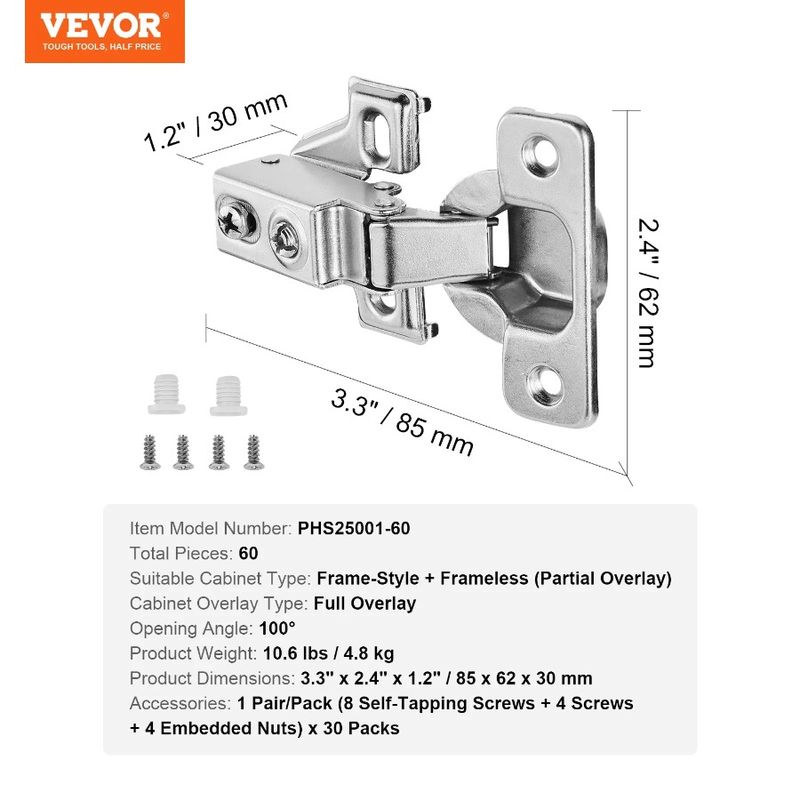 Soft For Close Framed Packs Frameless Door Partial Hinges Cabinet 60 Overlay_voghion.com