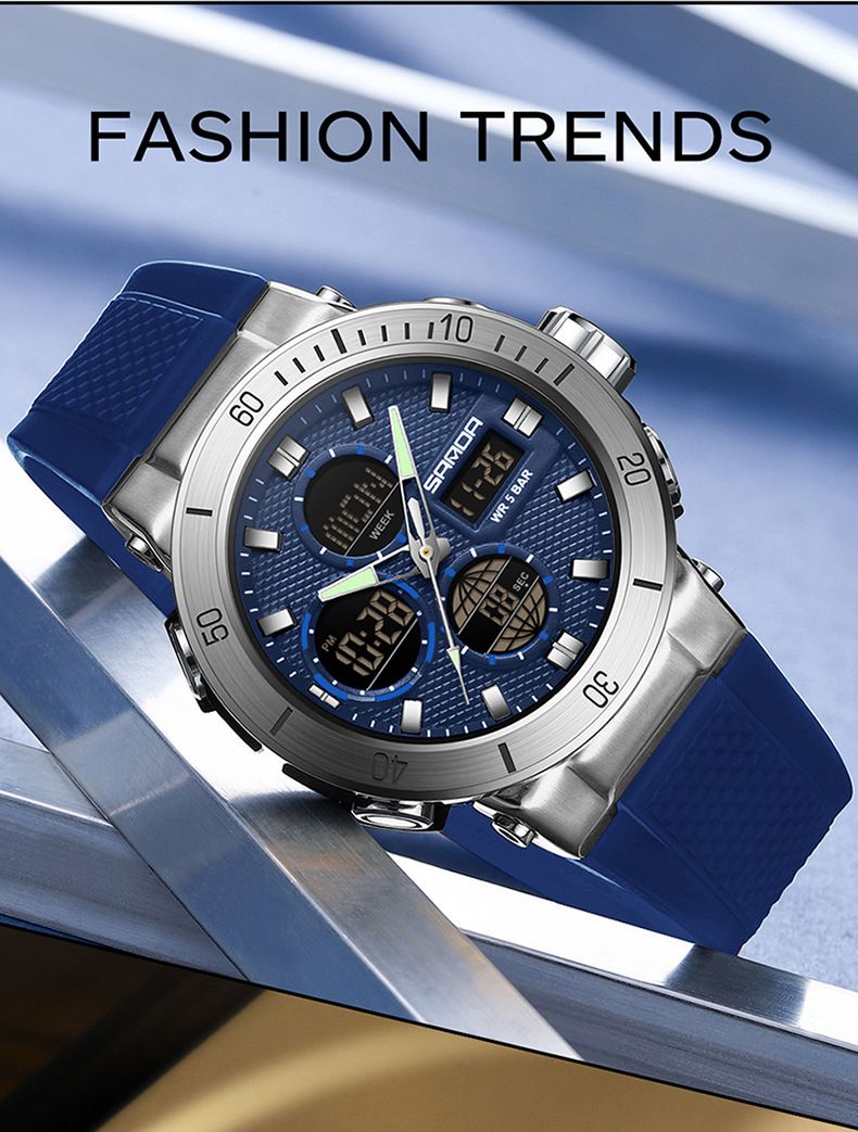 Men's And Women's Sport Digital Watch With Analog Display, Waterproof, Luminous, Multi-Function For Outdoor Activities, Students, And Daily Wear_voghion.com