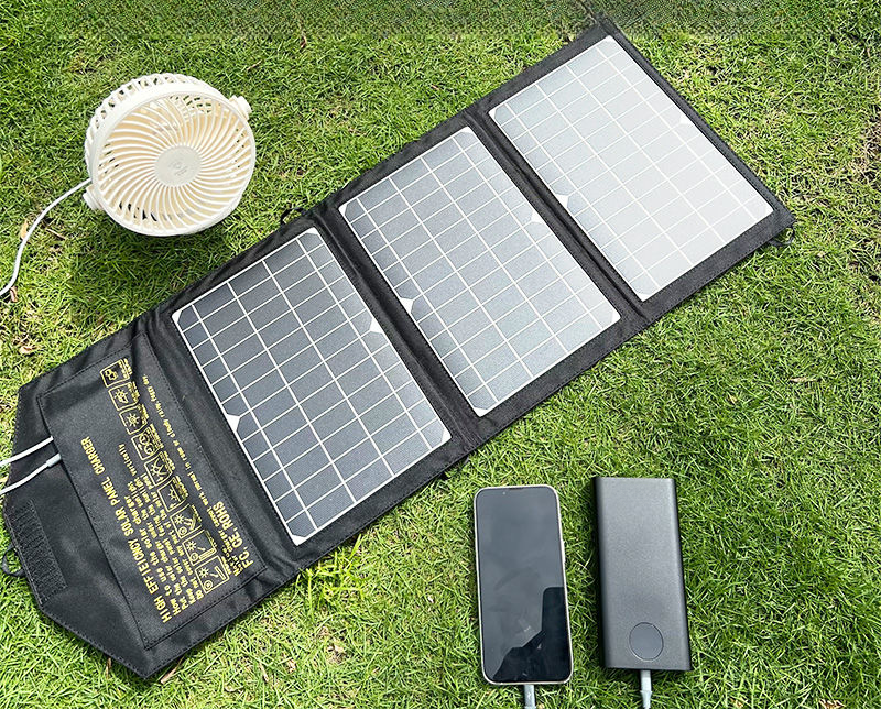 Monokristallines Silizium-Solarpanel, faltbar, tragbar, für den Außenbereich, Camping-Telefon-Ladegerät, schnelles Aufladen_voghion.com