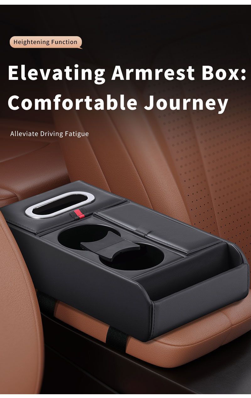 Reposabrazos integrado con almohadilla multifunción 4 en 1, compartimento central para guardar papeles y portavasos para coche._voghion.com