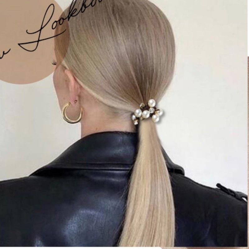 Elegante fascia per capelli con strass e perle, elastico per capelli, copricapo con coda di cavallo, semplice copricapo con elastico, accessori per capelli_voghion.com