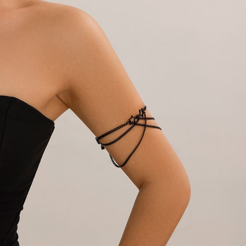 Collana da donna, collana dorata con ciondolo, gioielli in oro, stile etnico, punk, regolabile, in lega, con stella a cinque punte, croce, catena per braccio e gamba_voghion.com