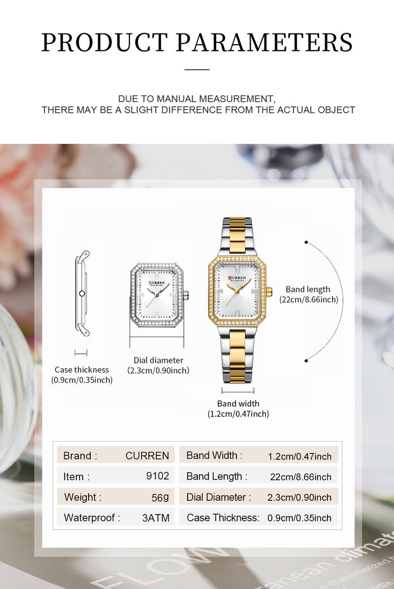 Montre femme à quartz tendance, aiguilles lumineuses bleues, bracelet en acier inoxydable et diamants._voghion.com