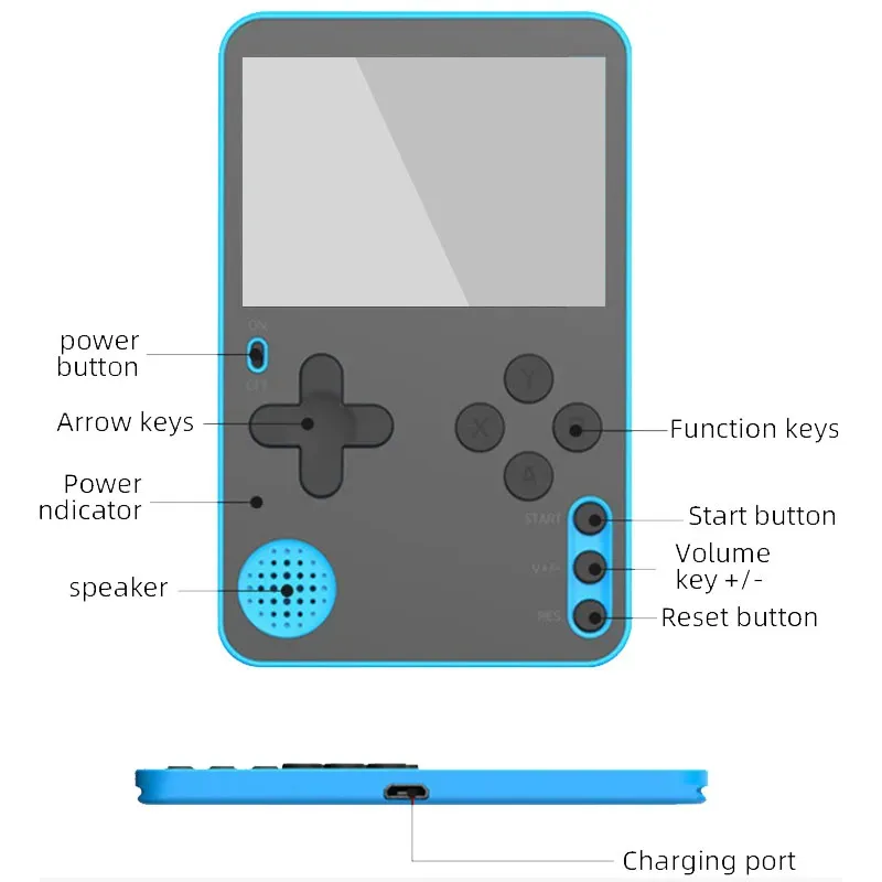 2,4 Zoll K10 Tragbare Spieler Ultradünner Handheld-Videospiel-Player Eingebaute 500 klassische Spiele für Kinder Erwachsene Retro_voghion.com