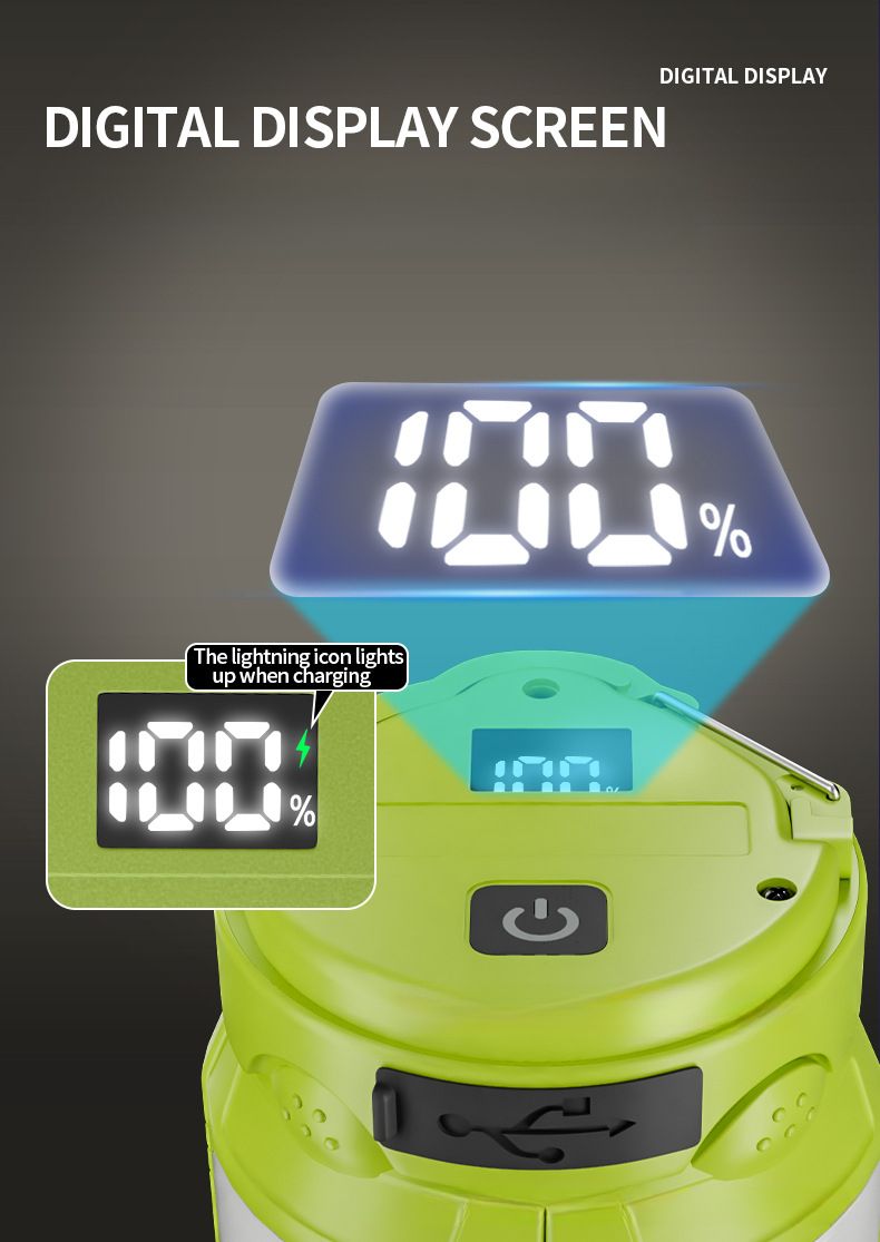 New LED Digital Display With Output Outdoor Foldable Hanging Camping Tent Light_voghion.com