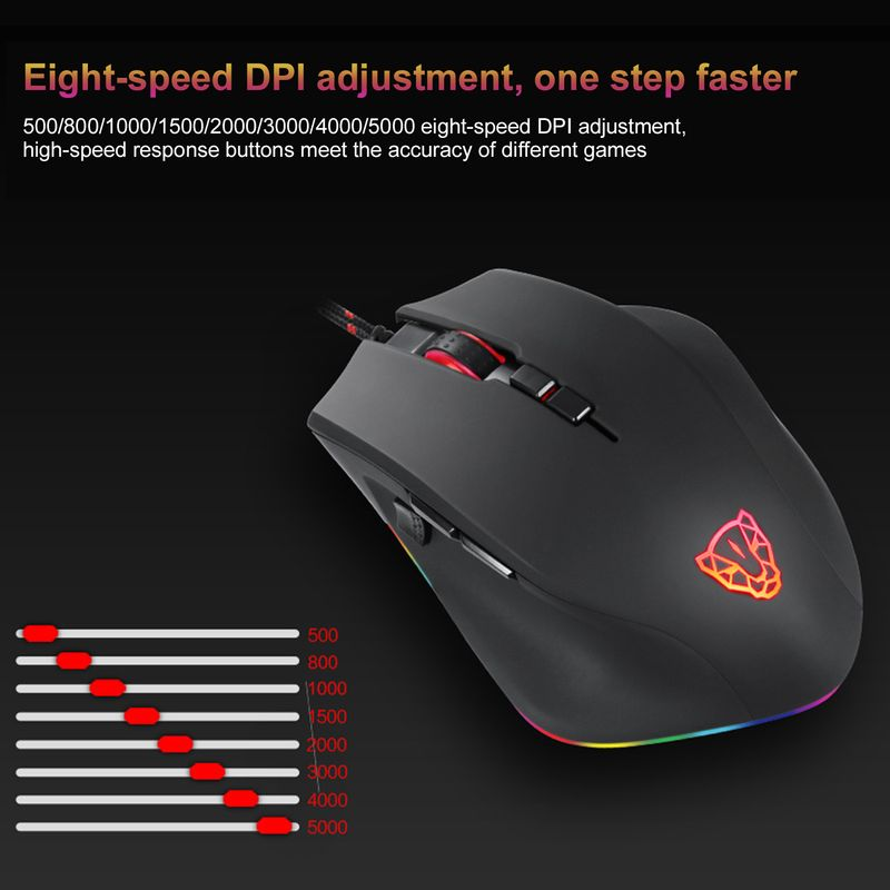 Farfi Motospeed V80 filaire rétro-éclairage rvb ergonomique USB 5000 DPI ordinateur Gamer souris pour ordinateur portable_voghion.com