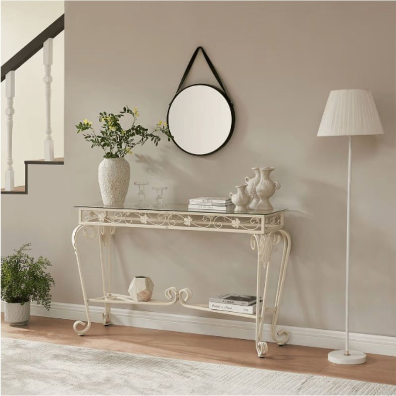 Metal Frame Modern Tempered Table Glass Table_voghion.com
