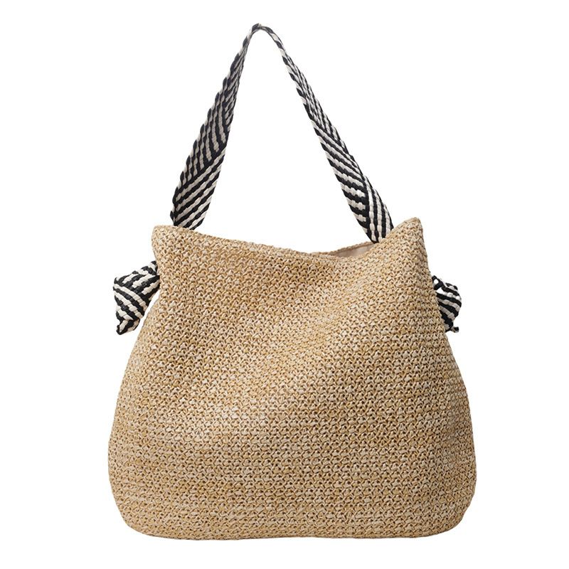Borsa a tracolla versatile di grande capacità, nuova borsa a tracolla in paglia intrecciata per le vacanze da spiaggia da donna_voghion.com