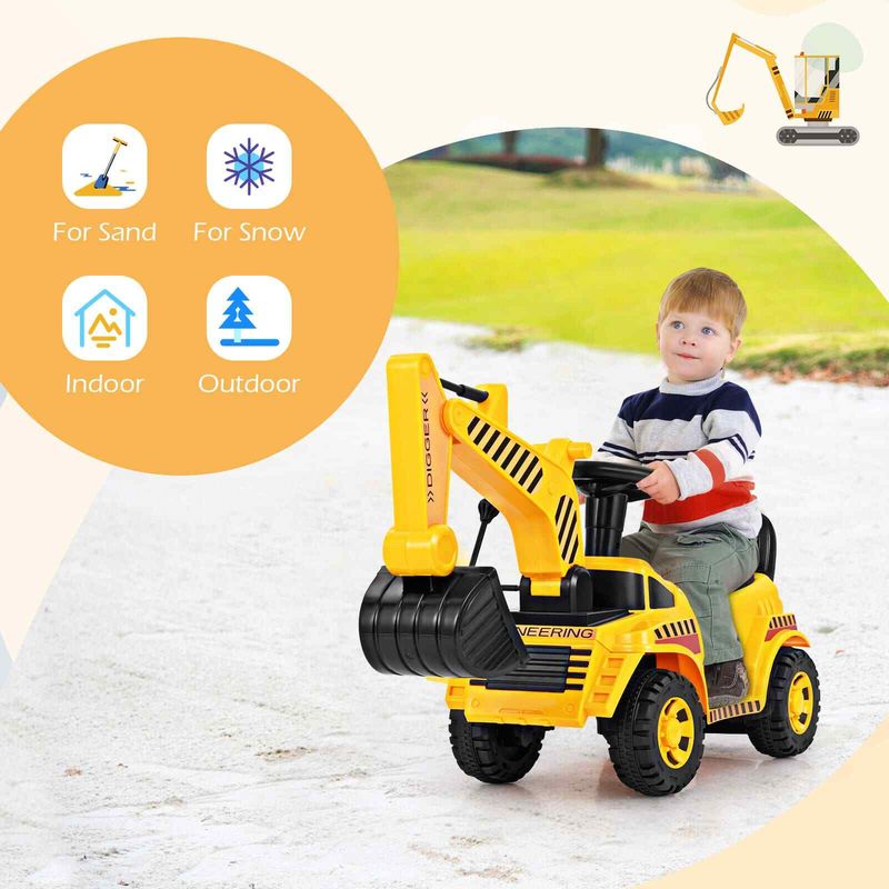 Ride On Push Car Kids Bulldozer Digger Toy Foot To Floor Construction Vehicle_voghion.com