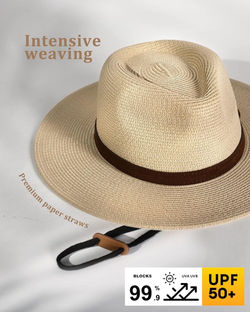 Unisex Panama brede rand zon voor mannen en vrouwen zomer UV-bescherming strand verstelbare strohoed_voghion.com