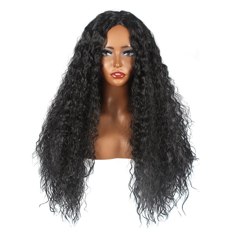 Fashion small black curly water wavy corn perm in bangs whole head set_voghion.com