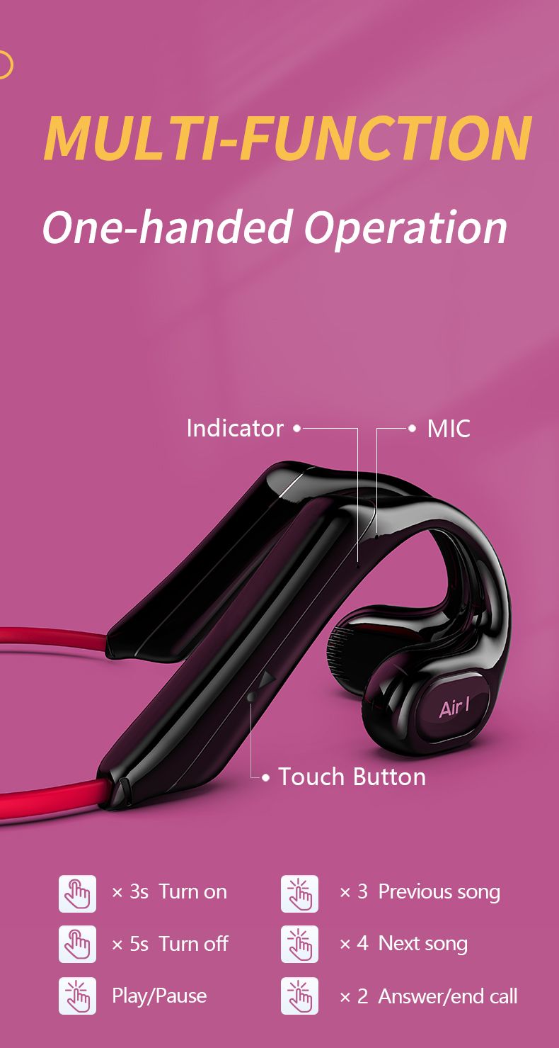 Wireless Air Conduction Headphones Blue Tooth V5.3 Open Ear Sports Earphones With Noise Cancellation Mic_voghion.com