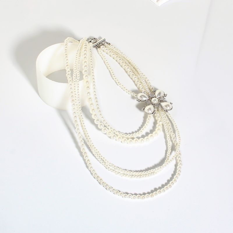 Retro Multi Layer Pearl Long Necklace Sweater Chain Pearl Necklace_voghion.com