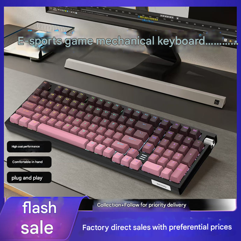 syct E-sports Gaming Classic Optical Switch Mechanical Keyboard 100 Keycaps Key Meow Dual RGB Lighting Gradient Color_voghion.com