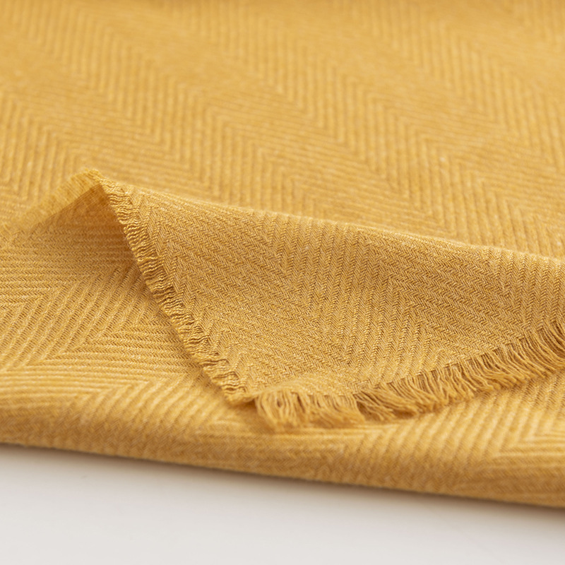 Fischgrätenmuster monochromer All-Match-Imitations-Kaschmirschal Damen einfacher, lässiger Stil mit Quaste, warmer Schal_voghion.com