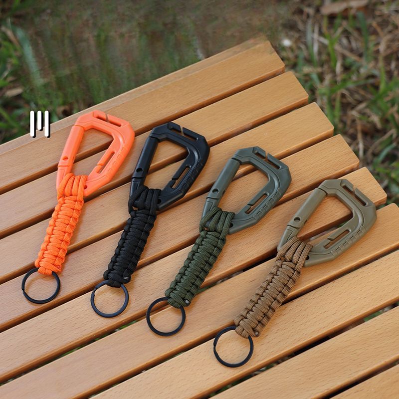 Outdoor Climbing Key Chain Umbrella Rope Braided Multi-Functional D-Shaped Plastic Hook Anti-Lost Water Bottle Hanging_voghion.com