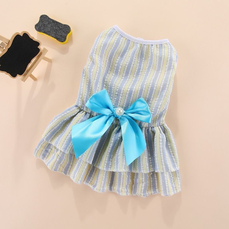 Vertical Striped Butterfly Dress Pet Cat Dog Summer Thin French Bulldog Corgi Teddy Pomeranian Bichon Clothes Spring_voghion.com