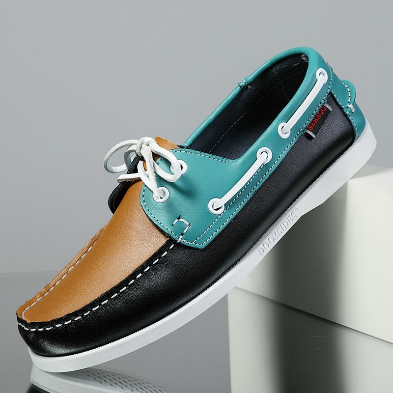 Quality Sailing Genuine Large Size Breathable Trendy Casual Men's Leather Shoes_voghion.com