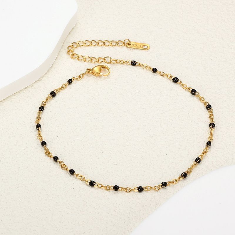 Stainless Steel Cross Chain Oil Drop Bohemian Holiday Style Beach Anklet Jewelry_voghion.com