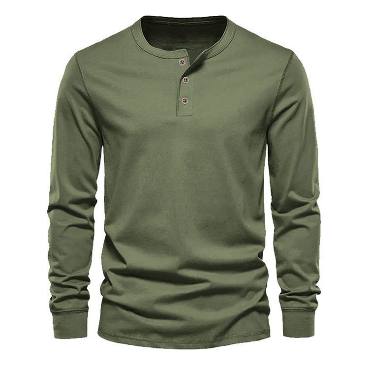 Herbst Herren Langarm T-Shirt Europäische und amerikanische lose große Rundhalsausschnitt einfarbig Langarm T-Shirt Herren Lauftraining Bottoming_voghion.com
