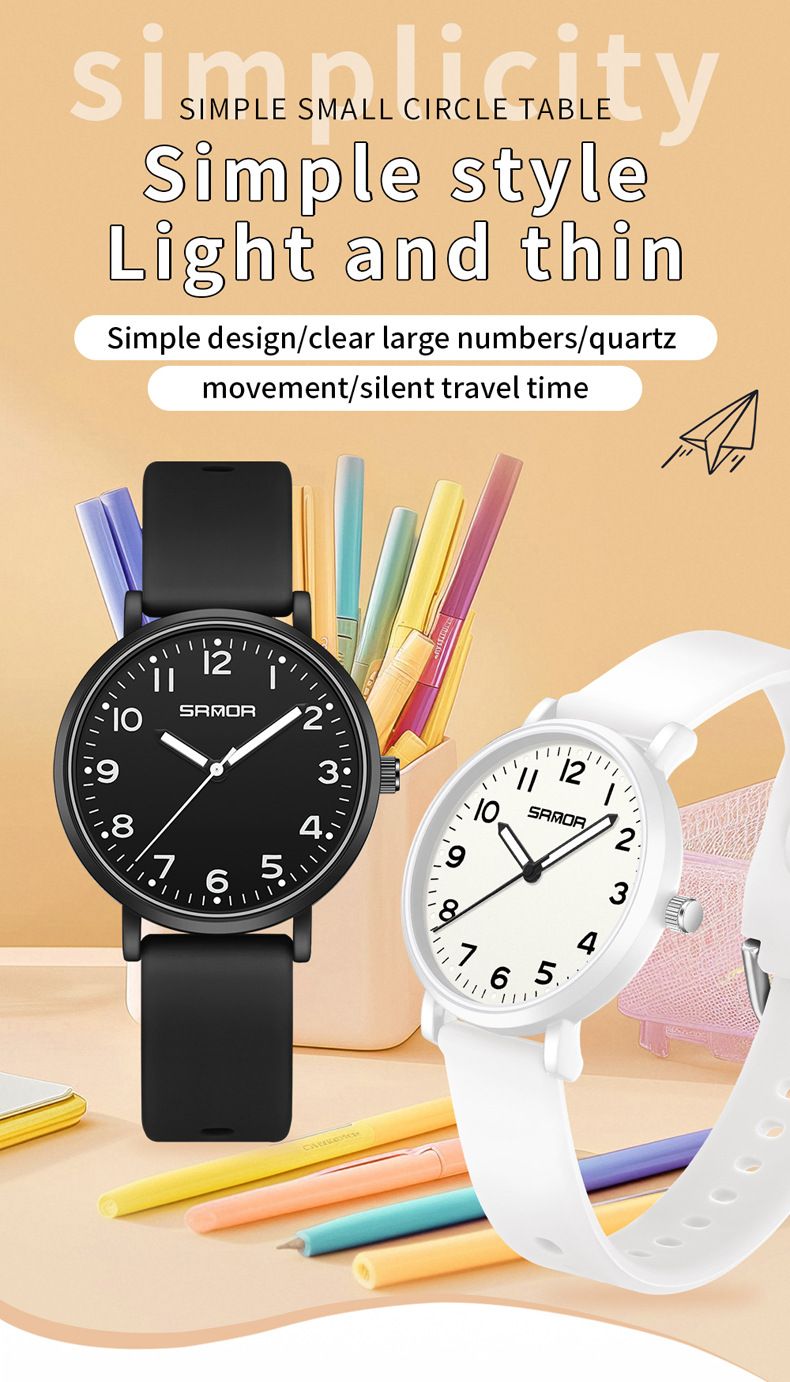 Lightweight Minimalist Analog-Digital Quartz Watch With Silent Movement, Waterproof, And Luminous Hands For Students And Professionals_voghion.com