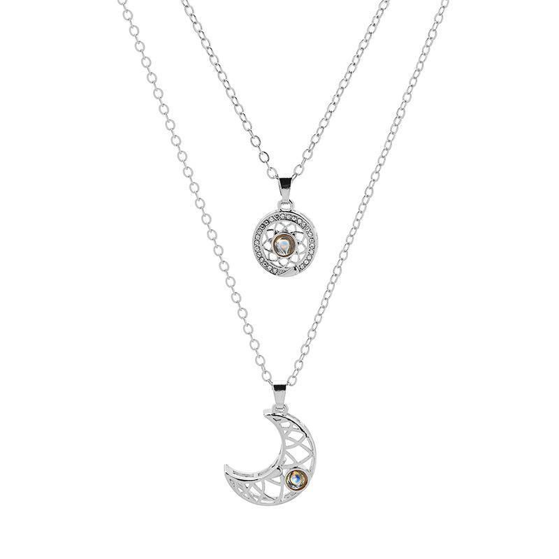 Projektionspaar-Halskette für Männer und Frauen, Sonne- und Mond-Accessoires, Schlüsselbeinkettenanhänger für Frauen_voghion.com