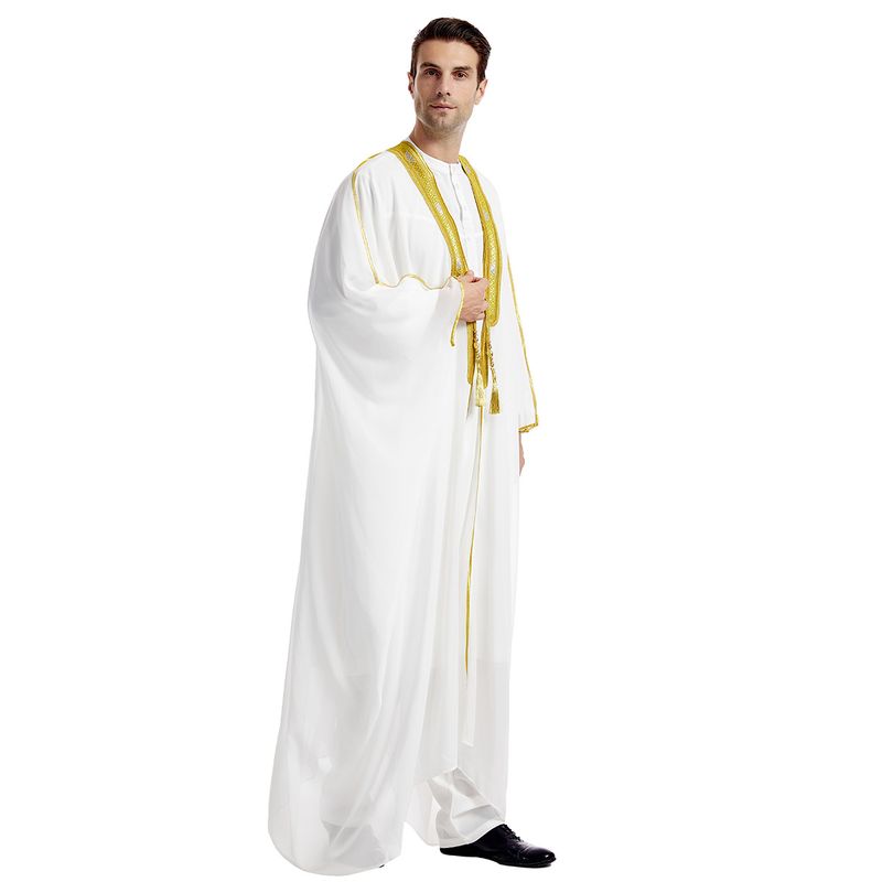 Férfi ruházat Férfi köntös Férfi hímzett hosszú ujjú medál Arany gyöngyös sifon felsőrész_voghion.com
