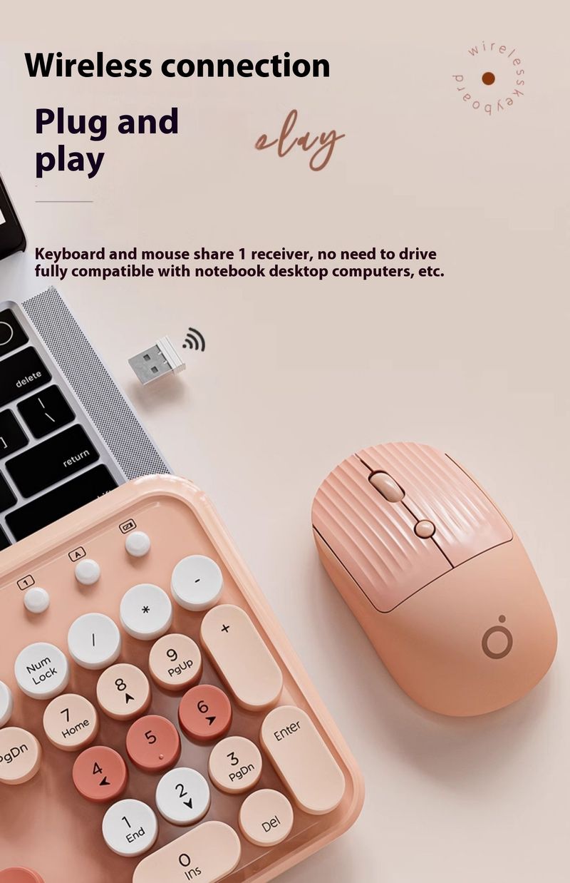 Frontline V96 Wireless Set, Leises Bluetooth, Büromaschinen für Frauen, Textur, Hohe Schönheit, Tastatur und Maus_voghion.com