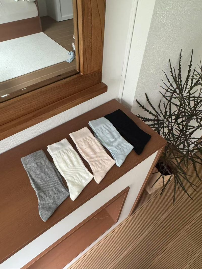 Calzini da donna in cotone casual, senza cuciture, a maglia cava sottile, estivi, a metà polpaccio, altezza interna_voghion.com