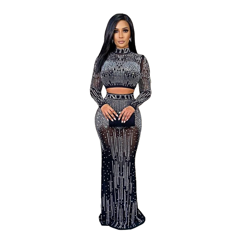 Women's Clothing Ball Gown Evening Dress Elegant Sexy Hot Diamond Skirt Suit_voghion.com