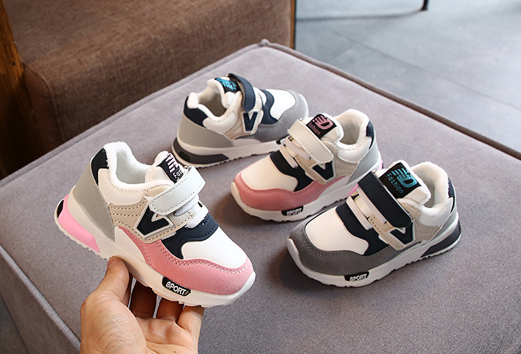 Child's shoes Add cotton new simple classic color matching children's warm sneakers_voghion.com