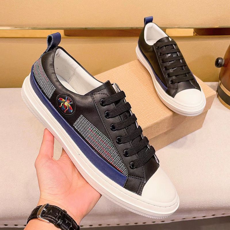 Fuguqi Little Bee Fashion Vielseitige Echtleder Weiß Herren Board Korean Edition Trendy Casual Schuhe_voghion.com