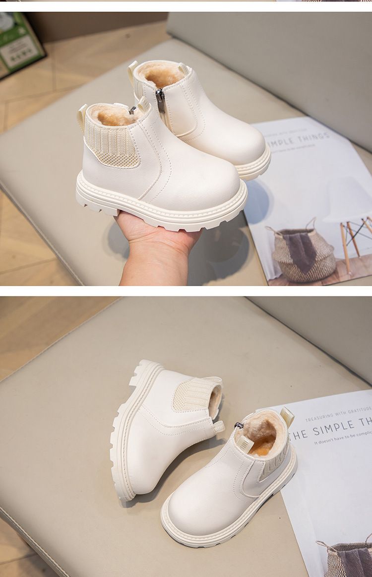 Winter Plush Children's British Short Boys, Side Zipper Martin for Girls, Soft Bottom Fashion Boots_voghion.com