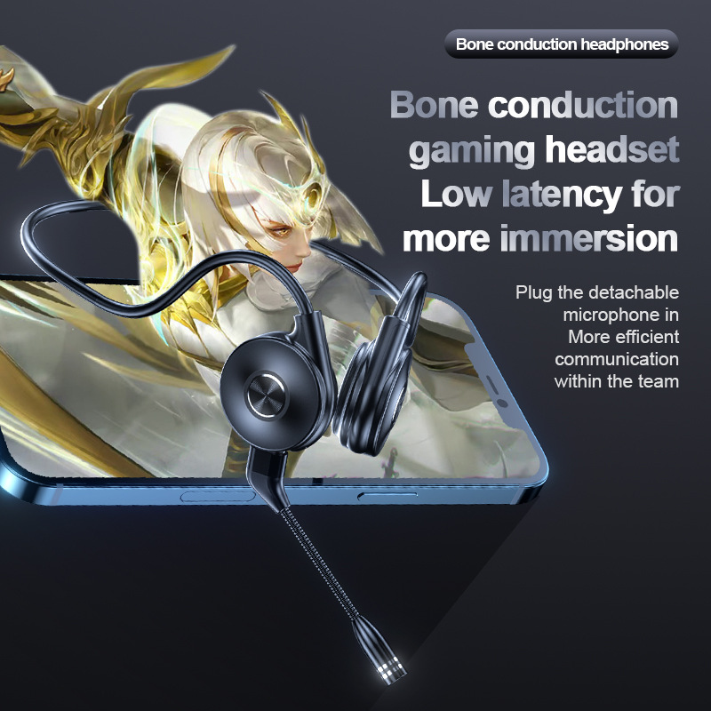 New M1 Bluetooth earphones with bone conduction on the band label, running ear hanging sports, true stereo business_voghion.com
