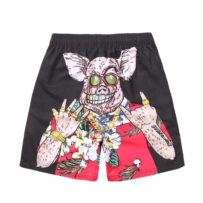 Nuovi pantaloncini da spiaggia ad asciugatura rapida per uomo, pantaloncini estivi da bagno 4/5 di lunghezza con stampa di animali dei cartoni animati 3D_voghion.com