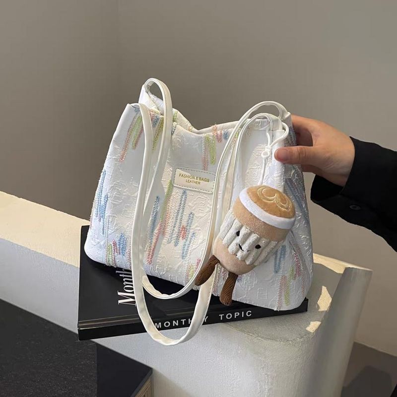 Borsa a secchiello a righe alla moda, borsa a spalla casual da ascella, borse da donna_voghion.com