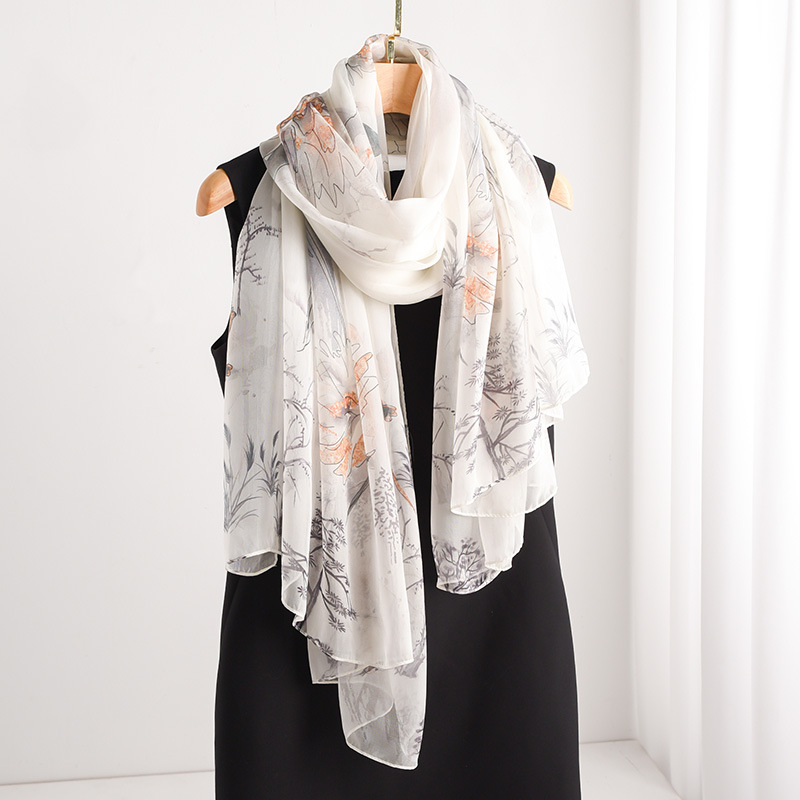 Seid Chinesesche Laang Groussen Schal, Sonneschutz, High-End, Mamm, Dënnen Stil, Modeschen Schal_voghion.com