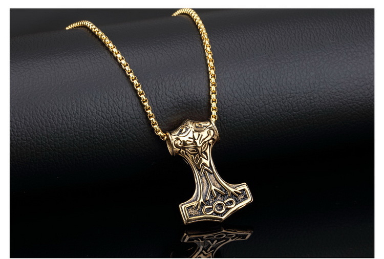 Nordic Viking Celtic Thor Hammer Halskette Glück Amulett Silber Farbe Anhänger männer Viking Schmuck Männliche Halskette_voghion.com