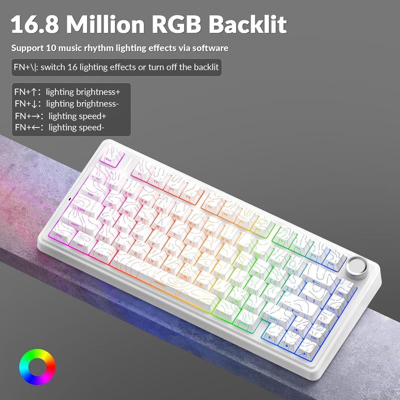 AULA F75 Pro Kabellose mechanische Tastatur, 75 % Hot-Swap-fähige benutzerdefinierte Tastatur mit Knopf, RGB-Hintergrundbeleuchtung, vorgeschmierte Reaper-Schalter, seitlich bedruckte PBT-Tastenkappen, 2_voghion.com