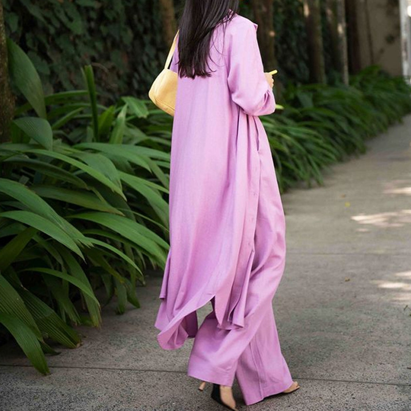 Women's three-piece suit spring and autumn casual windbreaker jacket top wide-leg pants _voghion.com