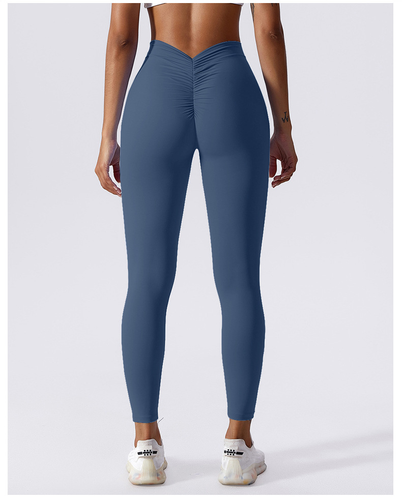 Pantalons de Yoga pour femmes, taille en V, pêche, levage des fesses, taille haute, sport, Fitness, couleur chair, vêtements d'extérieur_voghion.com