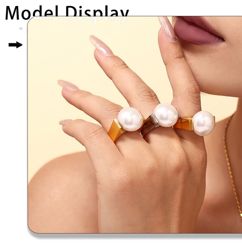 Damenschmuck Auffälliger Barockperlenring aus 18 Karat vergoldetem Edelstahl, Statement-Ring mit geometrischem Muster für Damen, Größen 6–8, Handschmuck_voghion.com