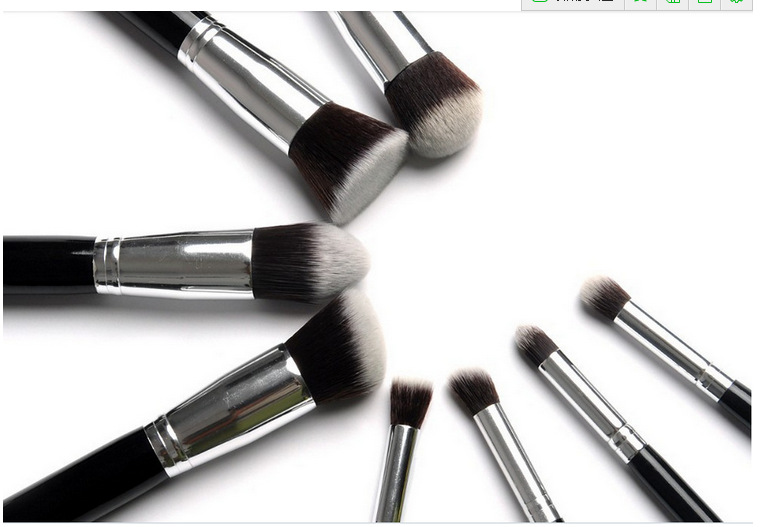 8-teiliges Make-up-Pinsel-Set, schwarzer Griff, goldene Röhre, silberne Röhre, schwarzer Griff, Set, heißer Verkauf in Europa und Amerika, 6 Farben, hergestellt von GUJHUI_voghion.com